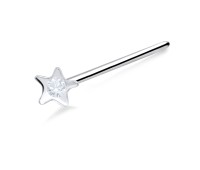 Star Shine Shaped Silver Straight Nose Stud NSKA-142